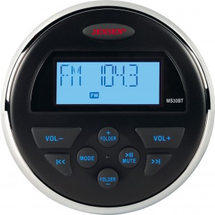 JENSEN AM/FM/USB Compact 3.5" Round Waterproof Stereo with Bluetooth 