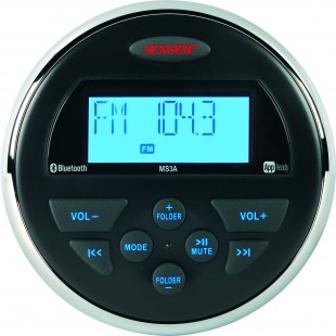 JENSEN AM/FM/USB/Bluetooth Compact 3.5" Round Waterproof Stereo with App Control